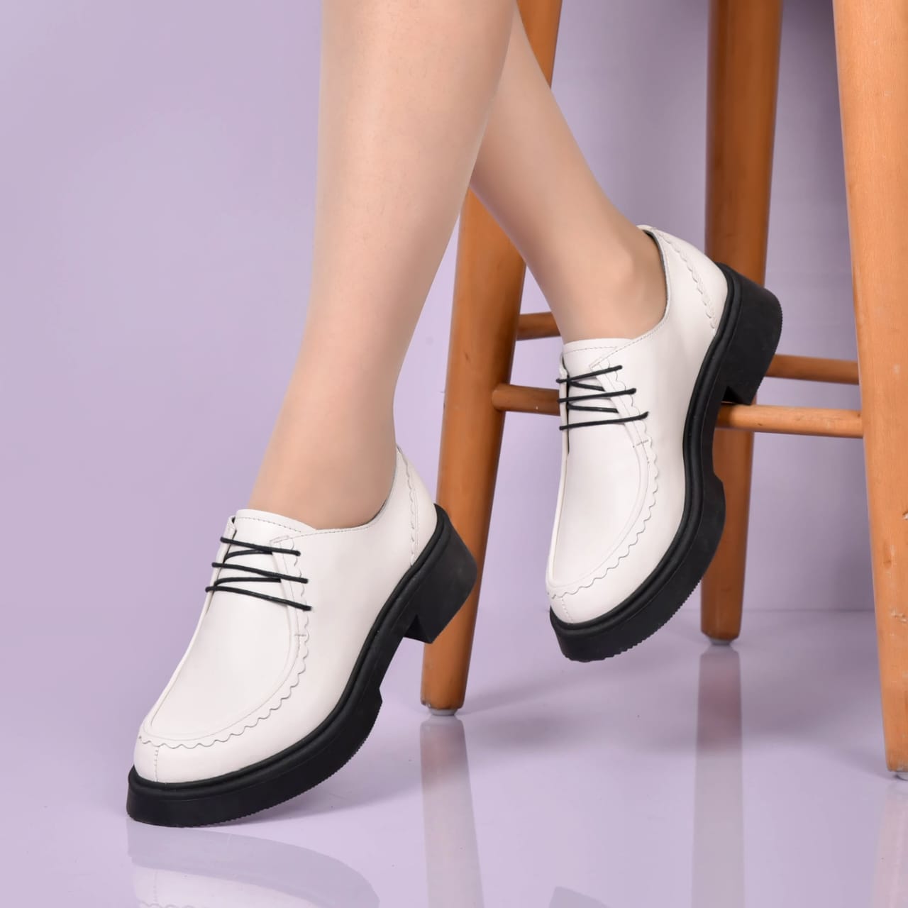 DERBIES ARENA CHIC EN CUIR BLANC-P-36