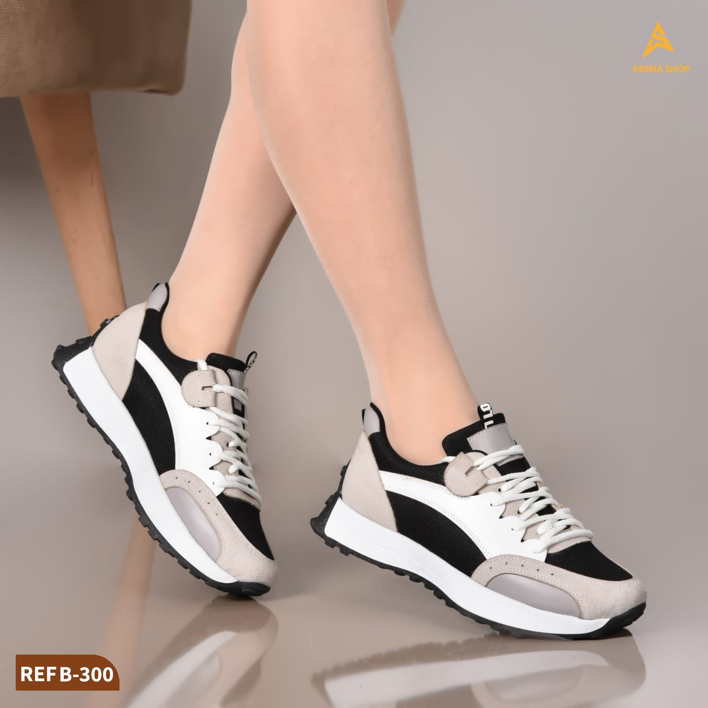 Basket sport B300 BLANC_BEIGE-P-39