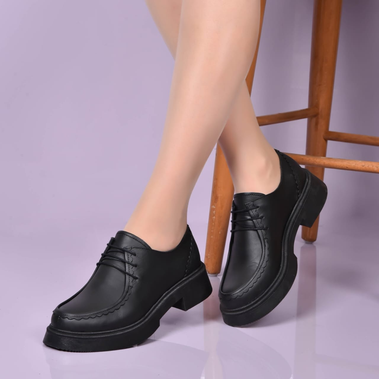 DERBIES ARENA CHIC EN CUIR NOIR_SN-P-36